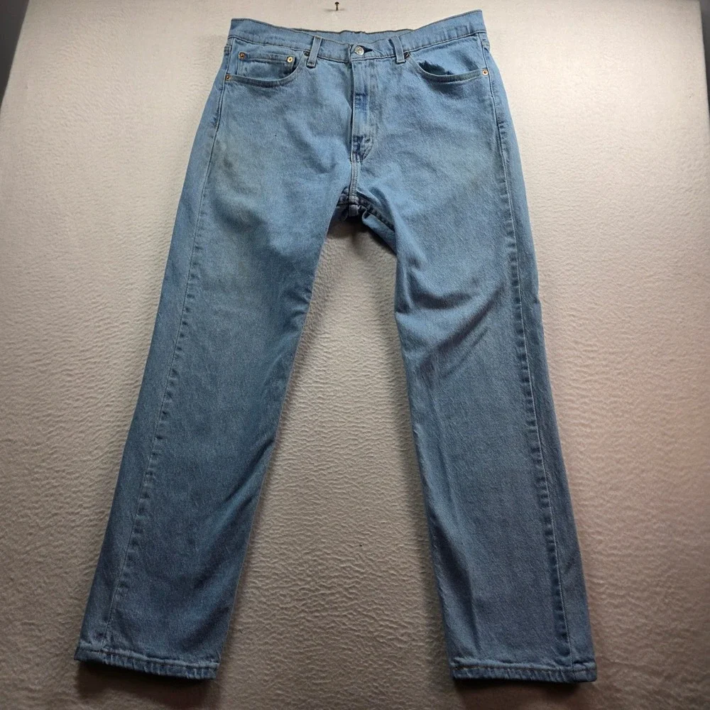 Levi's 505 Regular Fit Jeans Mens 36x30 Light Blue Straight Leg Denim 00505-1992